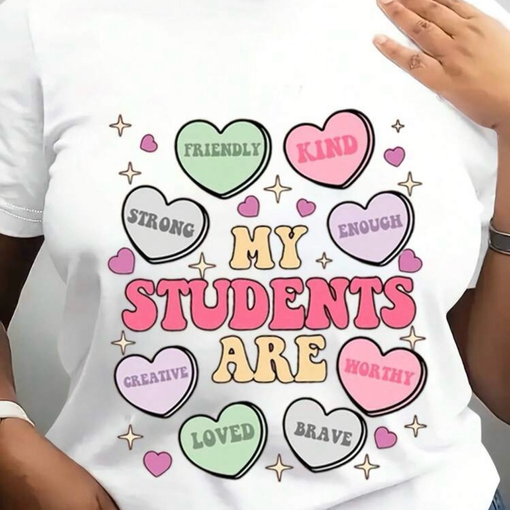 New teacher Valentines shirt with hearts